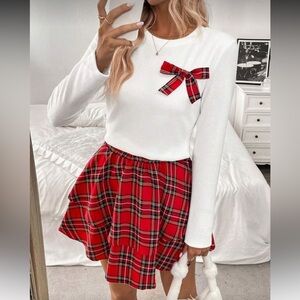 SHEIN Red Plaid Skater Set